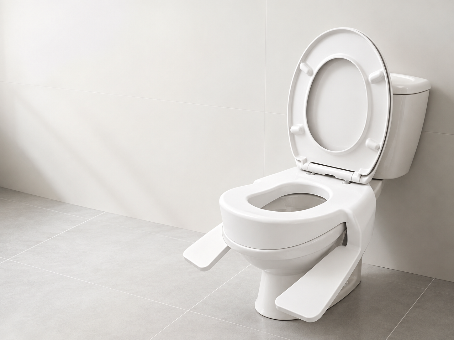 Hukōn ergonomic seat installed on a standard toilet